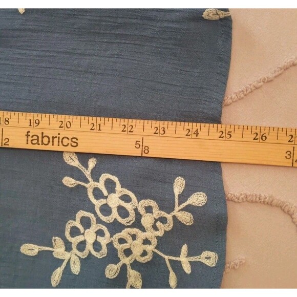ANNELIEGE Blue Tunic Blouse Embroidered Lined Size M - Picture 10 of 11